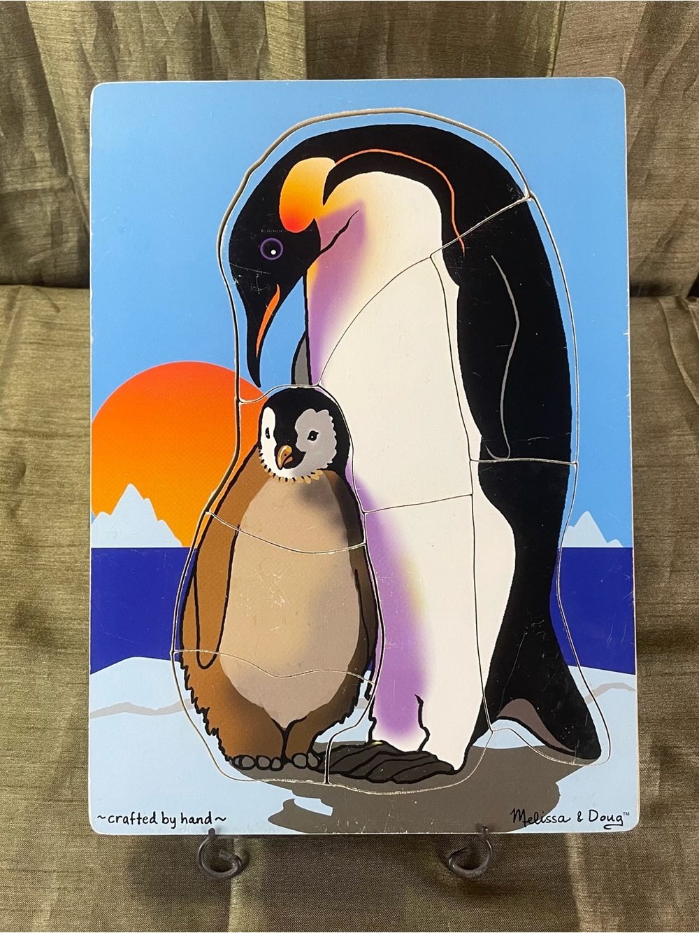 Melissa And Doug Penguin Wood Puzzle - 8 Piece Puzzle - Preowned 11.5x9.5 inches